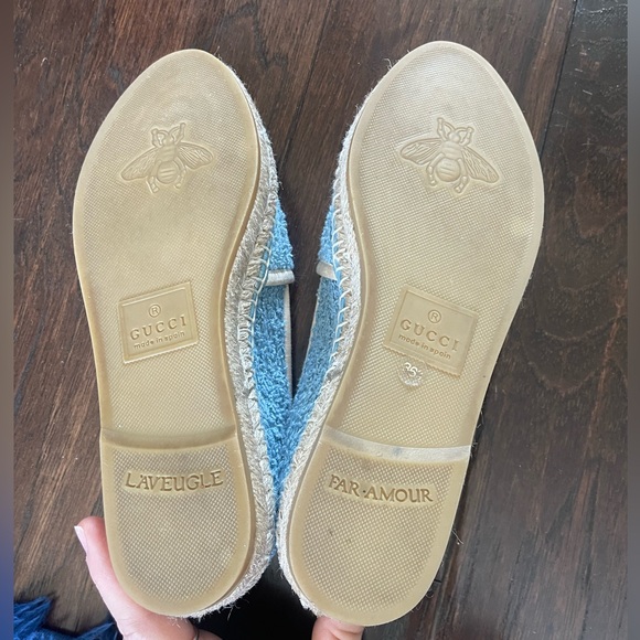 Like New Gucci Pilar Espadrille Flat Blue White Womens Designer Size 36.5 - Picture 13 of 13